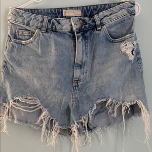 Topshop Distressed Denim Shorts